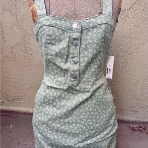 No Boundaries Green Floral Mini Dress